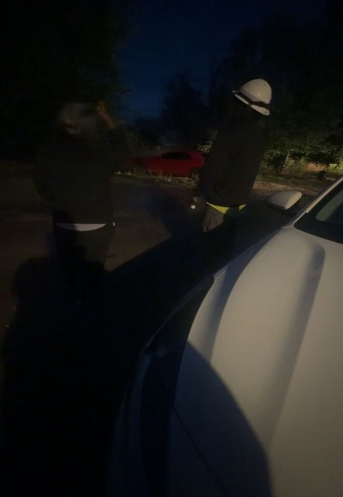 Emergency workers at night